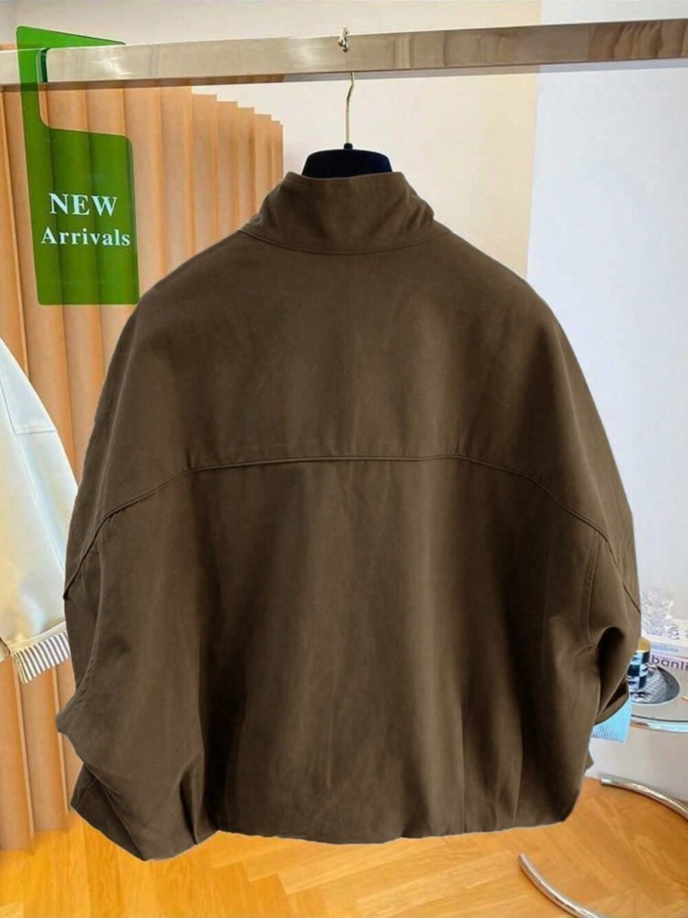Brown Casual Women's Stand Collar Jacket - Picture 2 of 3
